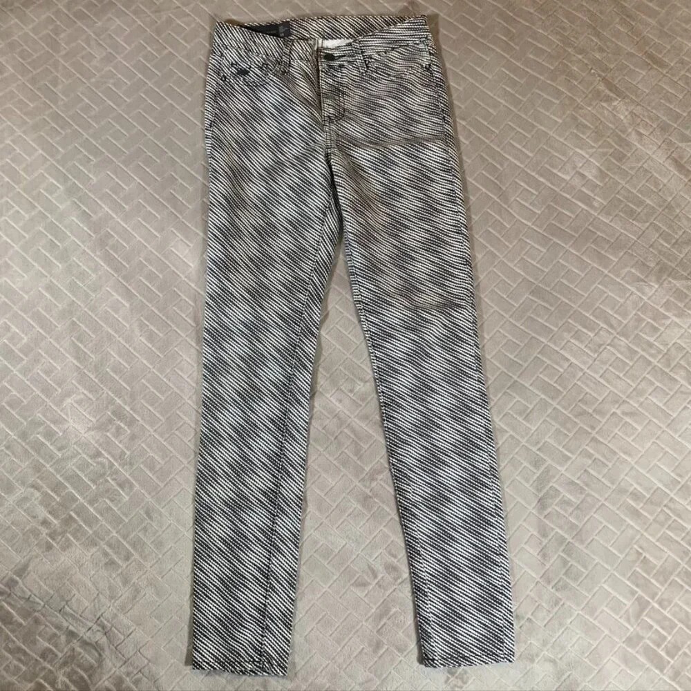 Armani Exchange Womens 26 Denim Jeans Black White Abstract Super Skinny Mid Rise